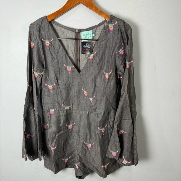 Anthropologie Judith March Chambray Romper Shorts sz L NEW Size L NEW #C416 - Picture 5 of 13